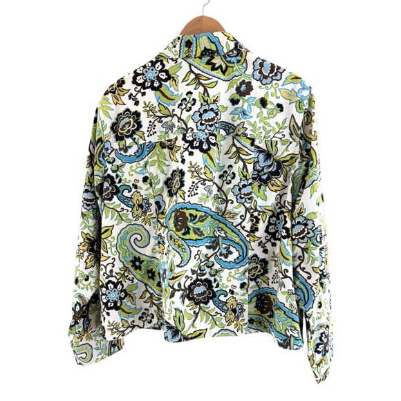 Coldwater Creek Paisely Print Cotton Jacket w/Pockets Size 2X 18 20 Plus Size - Picture 2 of 6